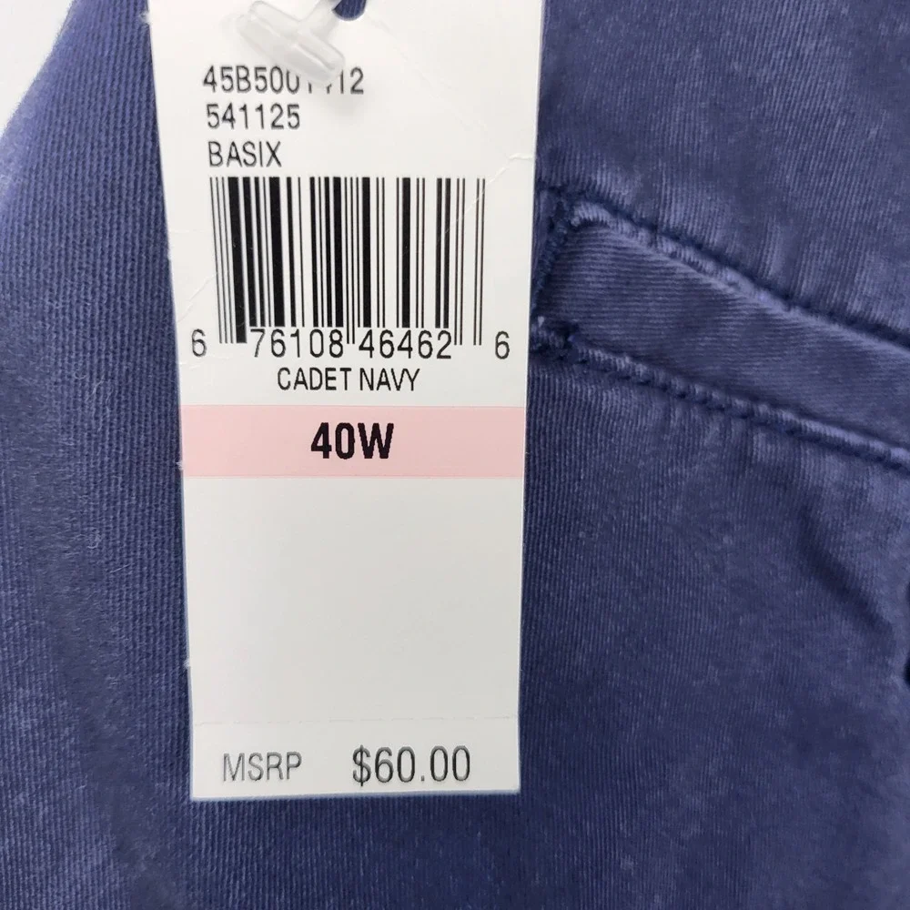 IZOD Men's Classic Saltwater Flat Front Chino Short Mens Size 40 Navy Blue 9.5in